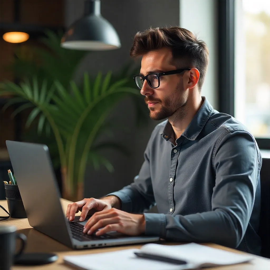 Alex Thompson in his VFX studio workspace