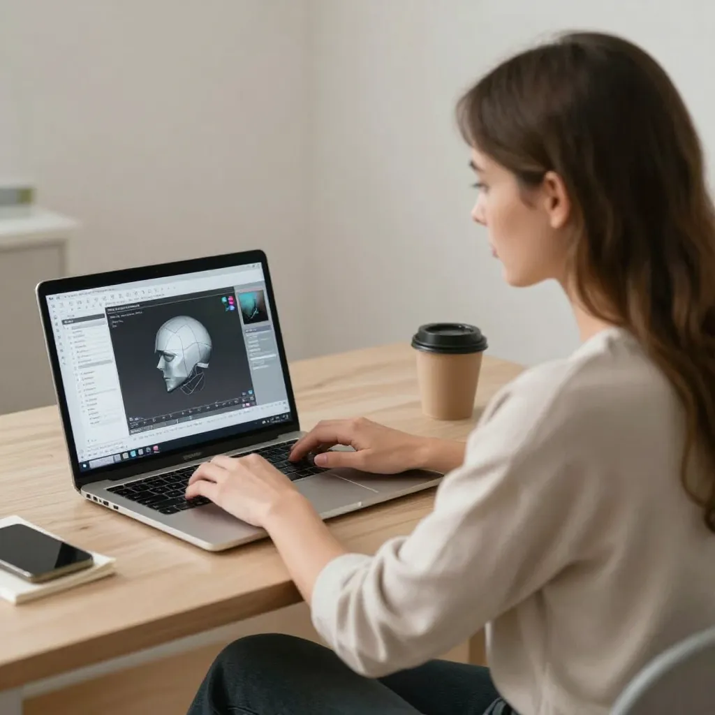 Emily Davis showcasing her portfolio at industry conference